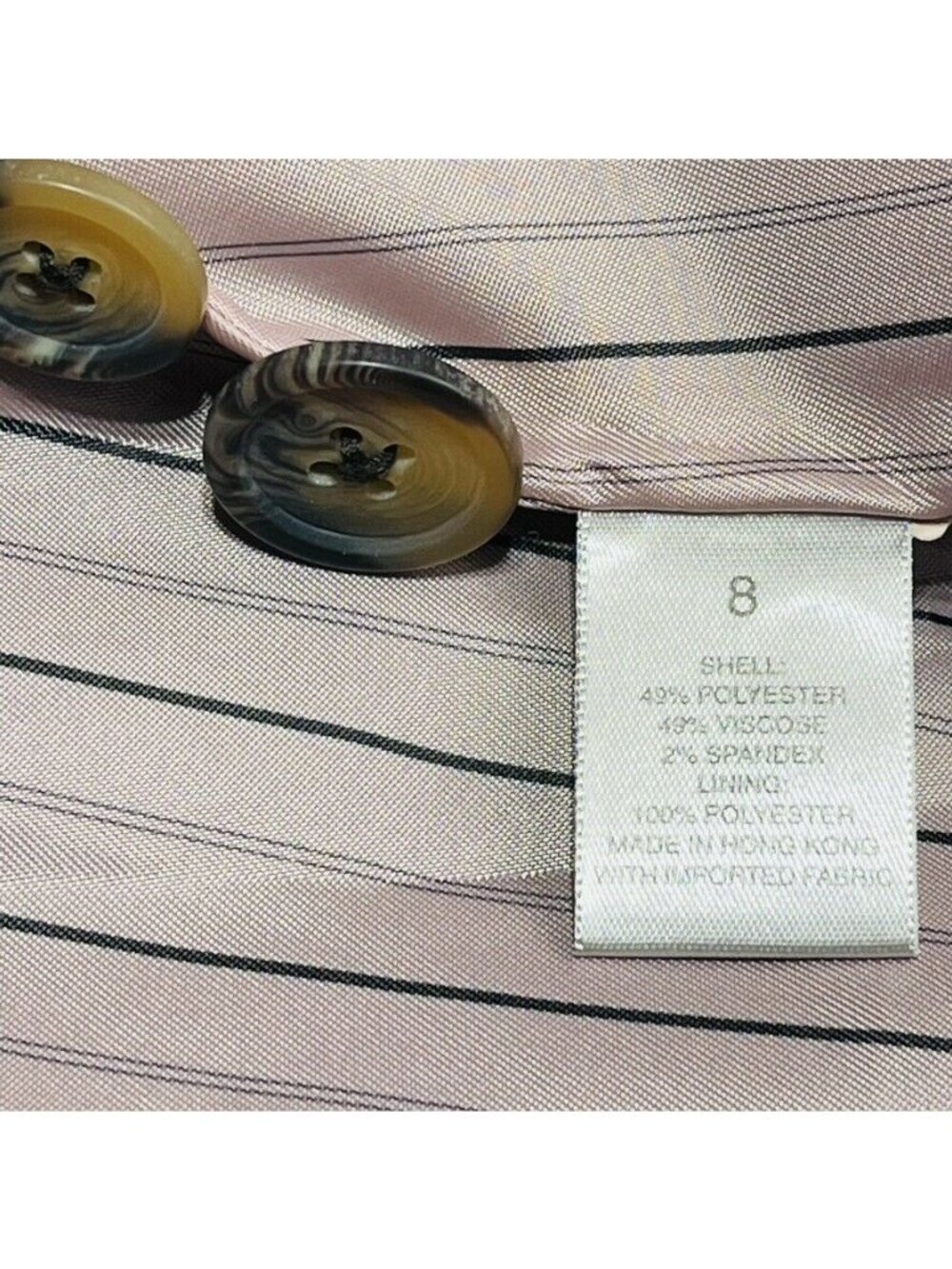 DKNY City Womens Black Blazer & Skirt Suit Set Size 8 With Pink Striped Lining - Picture 10 of 12